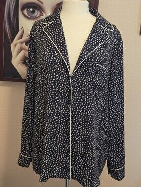 Halogen Black Parker Dot Pajama Style Blouse